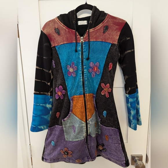 The Collection Royal Made In Nepal Lined Patchwork Hoodie - Picture 6 of 10